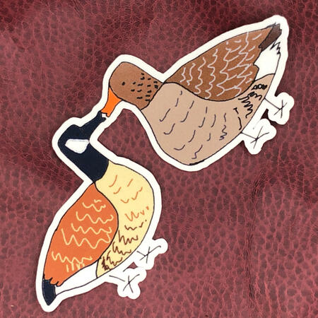 kissing geese 2x4in ($4 USD)